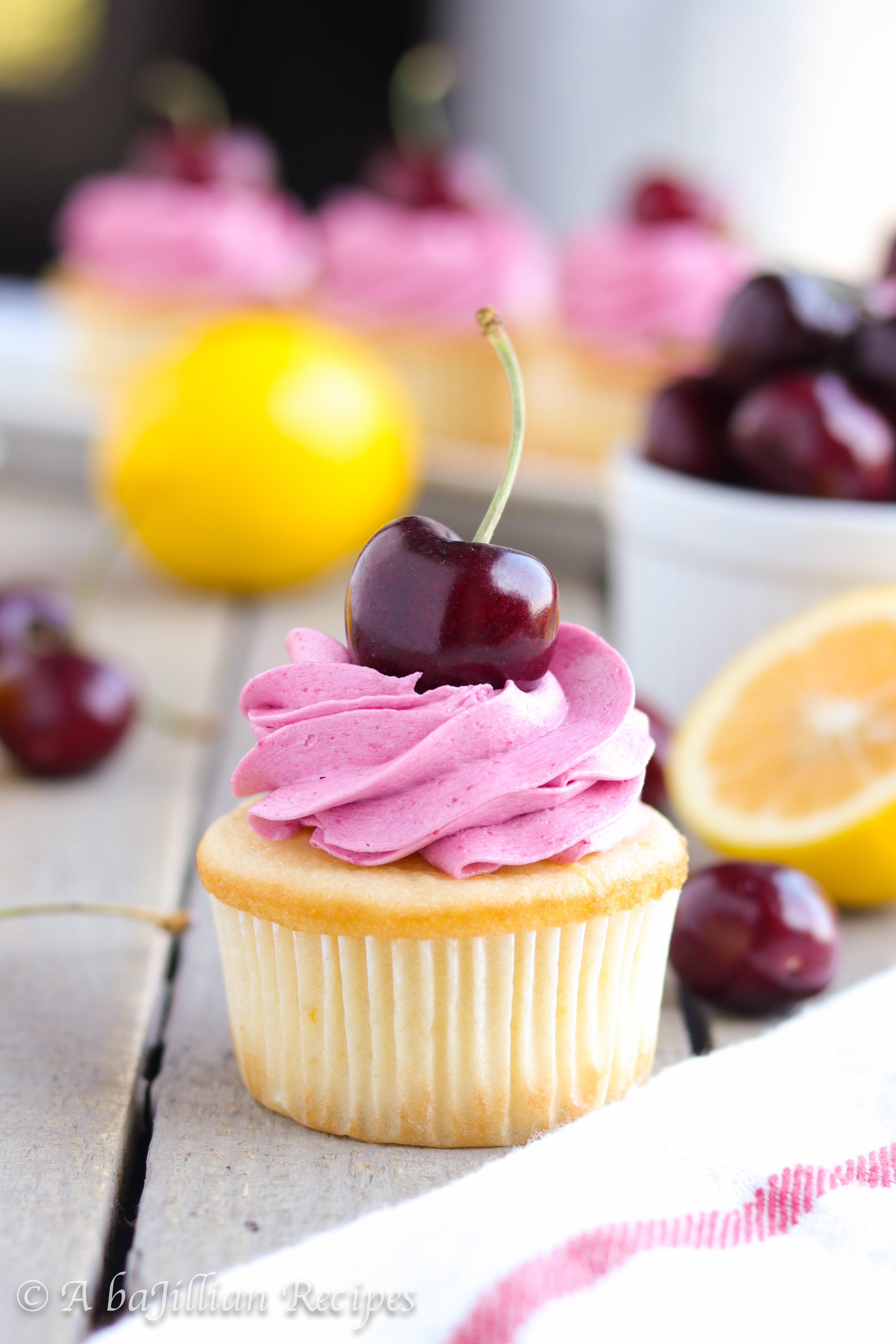 Lemon Cherry Cupcakes-4
